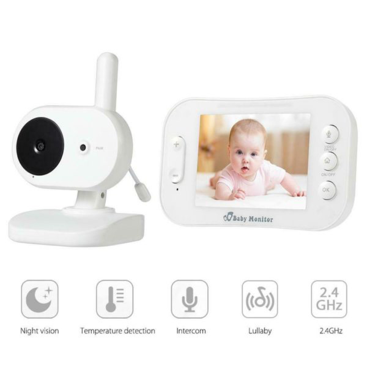 ασύρματη ψηφιακή οθόνη μωρού με lcd 3,5 ιντσών με αμφίδρομη οθόνη ήχου και βίντεο sp852
